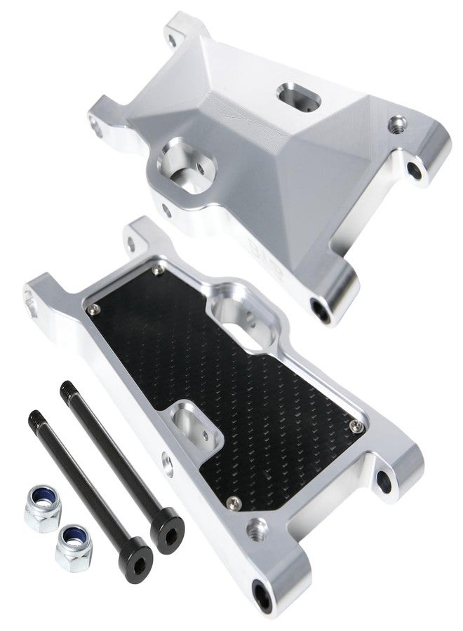 GTBRacing CNC Aluminum Alloy Front Rear Universal Suspension Arms Set for 1/5 RC Car LOSI Desert Buggy XL DBXL DBXL-E V1.0/2.0 Upgrade Part (with Carbon Fiber Plate Silver) - Image 1